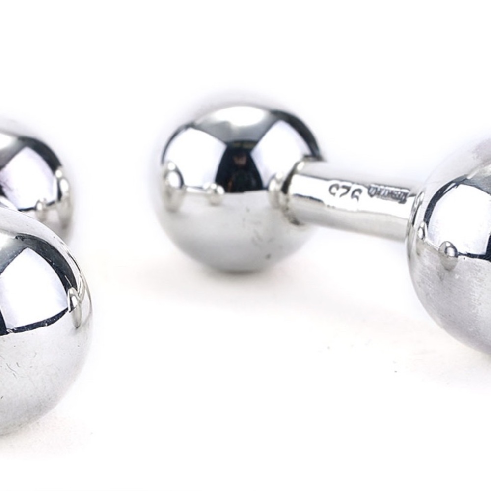 Tiffany & Co. 925 Tiffany Barbell Bead Ball Cufflinks in Sterling Silver